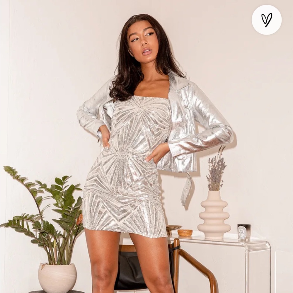 Lulu’s silver dress, worn once for 2 hours. Currently sold out on Lulu’s website